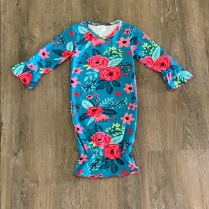 Teal, Pink & Red Floral Sweet Pea Gown-Sz XS-NWOT